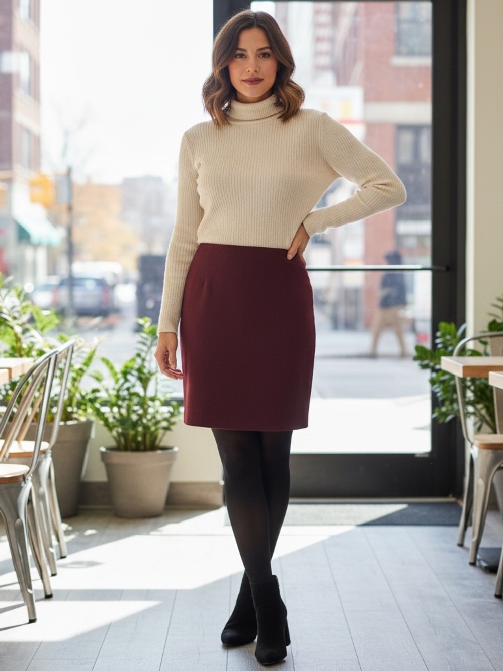 NEW • Lafayette 148 • Classic Maroon Pencil Skirt - Women's Tailored Work Skirt